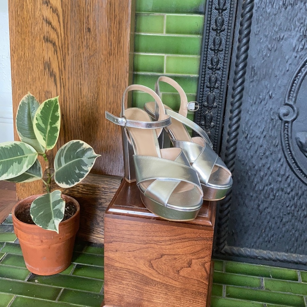 Silver platform heels